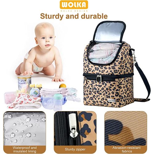 Wolka Insulated Baby Bottle Bag for Daycare,Breast Pump Bag,Breastmilk Cooler bag& Lunch Bag,Multi-Function Milk Bottle Storage Bags Fit for Dr. Brown, Comotomo, Philips, Nuk, Lansinoh