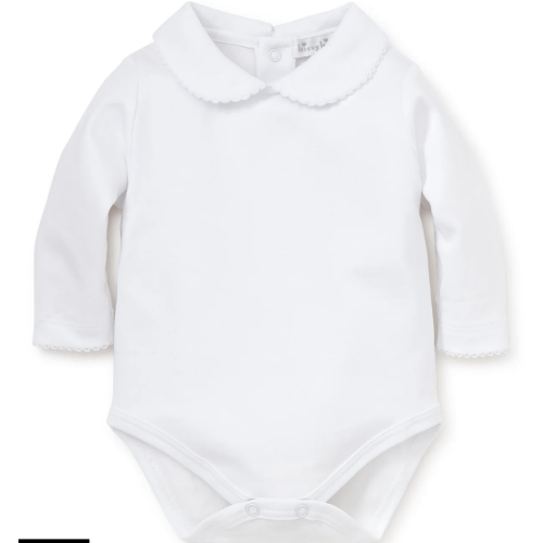 White Kissy Basics L/S Bebe Collar Bodysuit