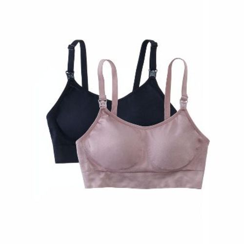 Ingris & Isabel Basics Maternity Drop Cup Nursing Bra Bundle 2 Pack Black & Mauve Size M