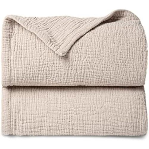 Lulu moon Baby Blankets Muslin - Soft Cotton Blanket Newborn - Toddler Quilt for Boys and Girls(Ivory)