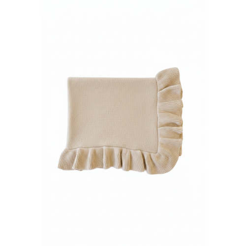 Knit Blanket With Ruffle in Oatmeal | Caden Lane