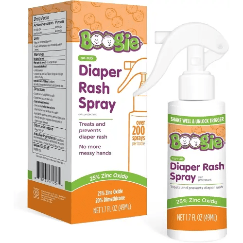Boogie Diaper Rash Cream Spray for Baby, Travel Friendly No-Rub Touch Free Application for Sensitive Skin, Over 200 Sprays per Bottle, 1.7 oz (Pack of 1)