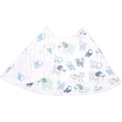 aden + anais Essentials Burpy Bib, 100% Cotton Muslin, Soft Absorbent 4 Layers, Multi-Use Burp Cloth and Bib, 22.5" X 11", Single, Time to Dream - Happy Tales