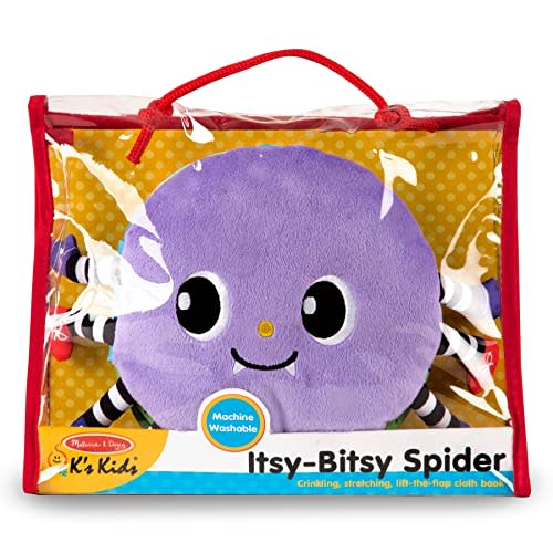 Melissa & Doug K's Kids Itsy-Bitsy Spider 8-Page Soft Activity Book for Babies and Toddlers - Cloth Baby Book And Sensory Toy With Textures To Grasp And Pages To Play Peekaboo, Ages 1 Month+