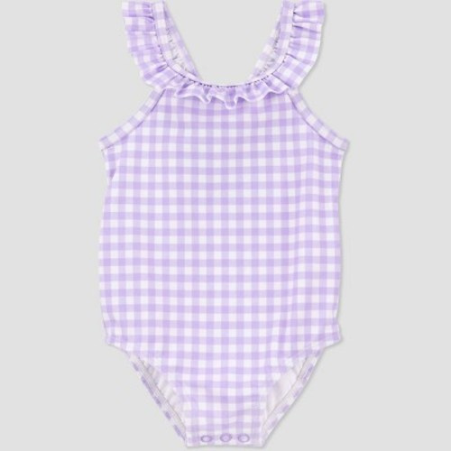 Carter's Just One You®️ Baby Girls' Ruffle Gingham One Piece Swimsuit - Purple, Size: 6M
