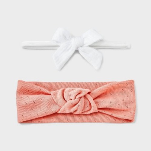 Baby Girls' 2pk Knit Gauze Headwrap - Cloud Island™ Pink 0-12M