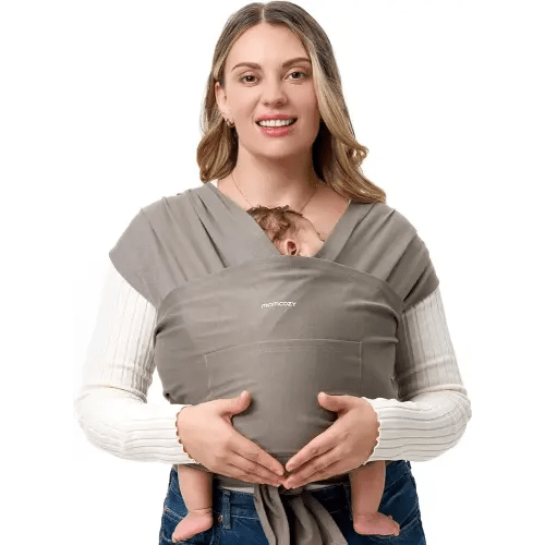 Momcozy Baby Wrap Carrier - Easy to Wear Infant Carrier Slings, Lightweight Hands Free Baby Sling, Adjustable Baby Carriers for Newborn to Toddler 8-35 lbs, Baby Wraps Carrier, Brown