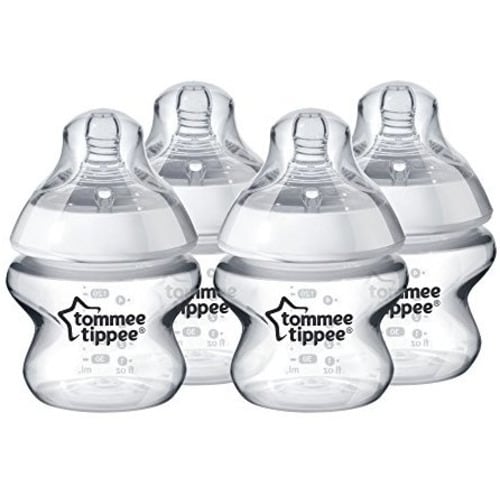 Tommee Tippee Closer to Nature Baby Bottle, Anti-Colic, Breast-like Nipple, BPA-Free - Extra Slow Flow, 5 Ounce (4 Count)