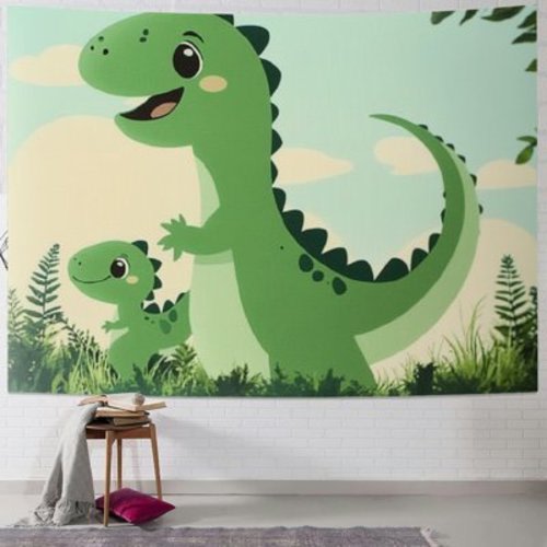 Palnkart Green Dinosaur Baby Dinosaur Grass Tapestry Wall Hanging Unique Style for Home Decor, Living Room, Bedroom, Farmhouse - 4 Sizes Available 40x30inch