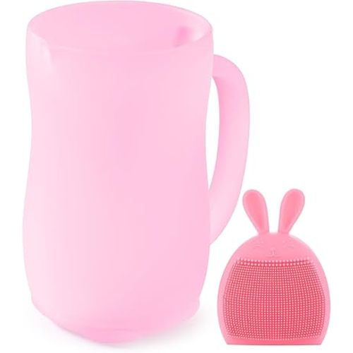 Holinduk HOLINDK Baby Bath Rinse Cup - Food - grade Silicone, 25 fl. oz Large Capacity, Gentle and Comfortable Rinsing (pink)