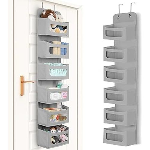 Utopia Home 6 Shelf Hanging Closet Organizers and Storage Organizer for Closet, RV Baby Kids Closet Door Organizers and Storage, Over The Door Organizer Nursery, Bedroom, Grey