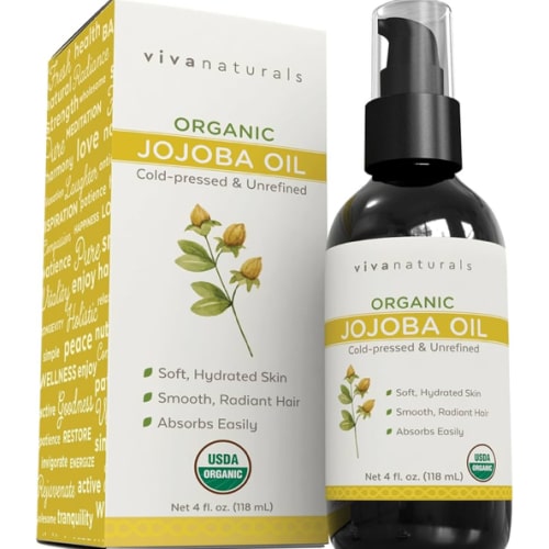 Viva Naturals Organic Jojoba Oil - Pure Cold-Pressed for Skin and Hair, USDA Certified Face Moisturizer, 4 fl. oz