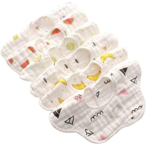 MERLINAE Muslin Bibs, Baby Bandana Drool Bibs 360 Bibs for Boys Girls Newborn Infant for Drooling and Teething,100% Organic Cotton and Super Absorbent Hypoallergenic Pullover Baby Bibs