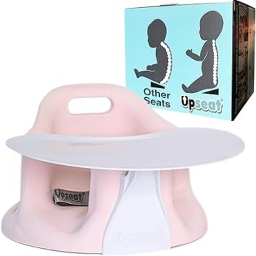 Upseat – The Original Ergonomic Baby Floor & Booster Seat with Tray, Developed with Physical Therapists for Upright Posture & Healthy Hip Development, 4–24 Months, Dishwasher-Safe Extra-Large Tray