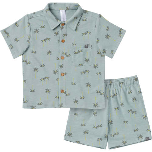 2-Piece Infant & Toddler Boys Blue Palms Button Front Shirt and Shorts – Gerber Childrenswear