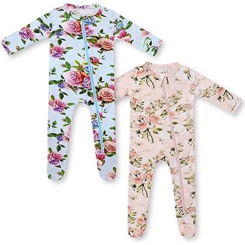 HAPIU Rayon from Bamboo Baby Footed Pajamas, 2 Way Zipper YKK, Footie for Baby Boy Girls, Newborn-24 Months
