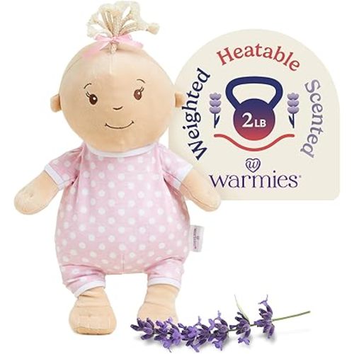 warmies Microwavable & Weighted Stuffed Animals, Baby Girl Lighter Skin - Heated Stuffed Animal Plushie for Warmth & Comfort - Soft Plush Toys for Adults & Children (Boys, Girls, Babies & Toddlers)