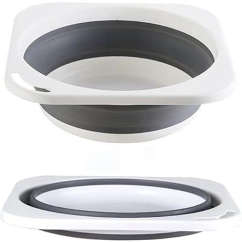 Collapsible Plastic Wash Basin 5L(1.4 Gallon), Kitchen Dishpan, Floding Small Bathtub, Space Saving Plastic Wash Bin for Dorm Camping Supplies Fishing Travel and Home (Grey 1 pcs)