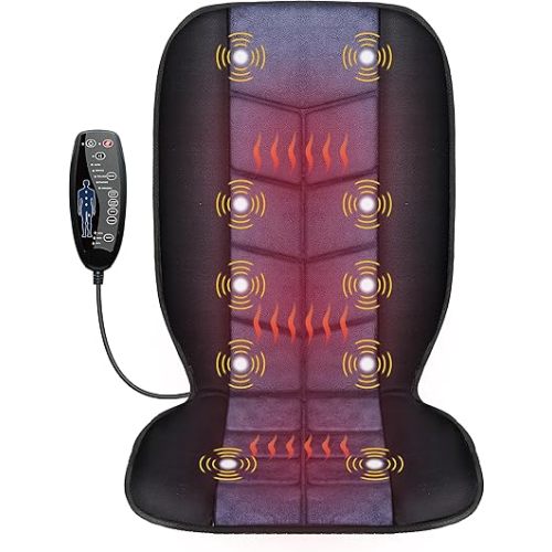 CILI Massage Chair Pad,Back Massage with Heat,Massage Pad with 10 Vibration Motors,30-60-90 Minutes Heating Options,Chair Massager for Office Chair, Massage Chair for Home Office Use (Black)