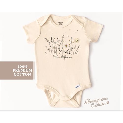 Little Wildflower Baby Bodysuit Baby Wildflower Onesie® Flower Baby Outfit New Baby Onesie® Baby Girl Clothes Little Sis Gift Rainbow Baby