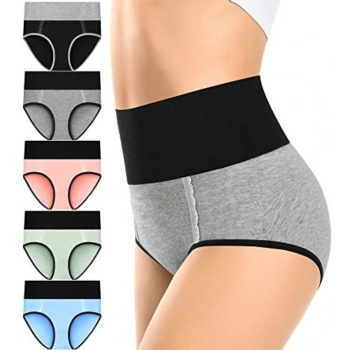 MISSWHO Cotton High Waisted Womens Underwear Soft Stretch Breathable Full Coverage Ladies Panties Multipack
