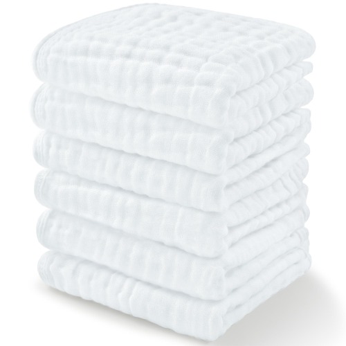 Baby Washcloths Muslin Cotton, Large 10"x10" by Comfy Cubs