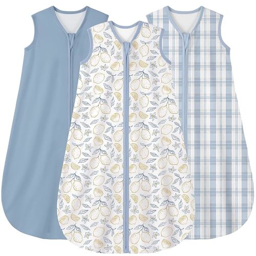 Yoofoss Baby Sleep Sack 0-6 Months Wearable Blanket for Babies 100% Organic Cotton 2-Way Zipper TOG 0.5 Toddler Sleeping Sack 3 Pack, Comfy Lightweight Sleep Sacks