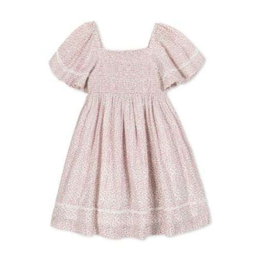 Hope & Henry Baby Girls' Organic Smocked Bell Sleeve Dress, Vintage Petal Ditsy, 3-6 Months