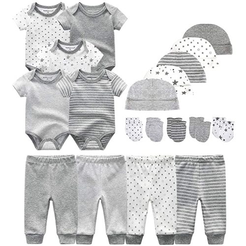 Kiddiezoom Unisex Baby Layette Essentials Giftset Clothing Set 19-Piece For Newborn Baby