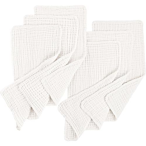 Konssy Muslin Baby Burp Cloths 6 Pack, Soft Absorbent 100% Cotton Burping Clothes for Newborns, Baby Boys and Girls, Unisex