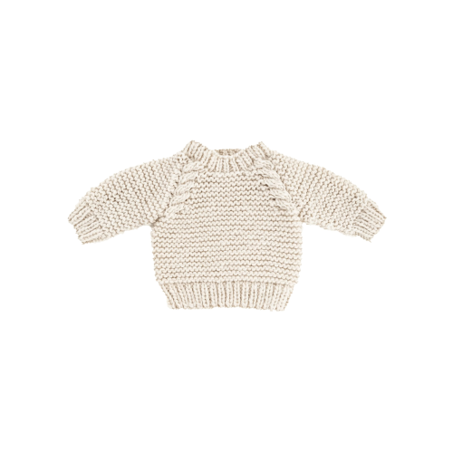 Crew Neck Garter Stitch Sweater, Natural