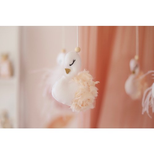Baby girl swan nursery mobile, Gift for baby, Baby shower gift