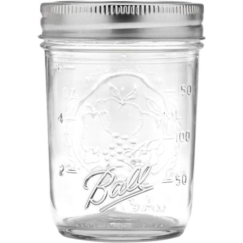 8 oz Ball Regular Mouth Glass Mason Jars with Lids and Bands, Pack of 24