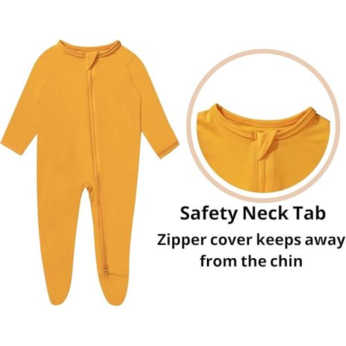 GUISBY Rayon Baby Footed Pajamas with Mitten Cuffs,Soft Long Sleeve Romper 0-18 Months