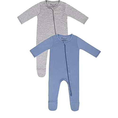Jimonda Bamboo Baby Pajamas,Unisex Boys Girls One-Piece Footies,Long Sleeve Sleepers 2-Way Zip closure Romper
