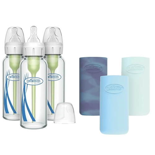 8 oz Glass Baby Bottle, with Silicone Bottle Sleeve (3 Pack)