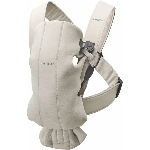 BabyBjörn Baby Carrier Mini, 3D Jersey, Light Beige | Newborn Carrier (7-25 lbs), Ergonomic, Easy-to-Use