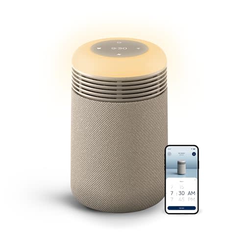 BLUEAIR Purifier for Bedroom - Mini Restful - Sunrise Clock with HEPASilent Filtration and Wake Up Light - Cleans Air and Supports Circadian Rhythm - USB-C and App Connectivity