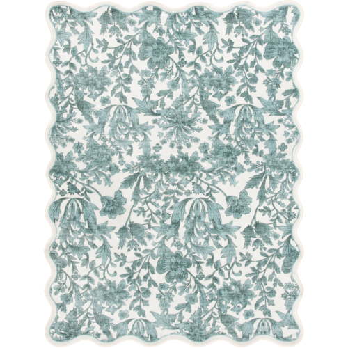 Mainstays 4'x5'6" Green Feather Faux Fur Scalloped Indoor Area Rug