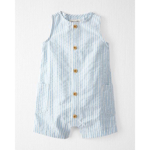 Baby Seersucker Button-Front Romper Made with Organic Cotton - Little Planet | Carter's