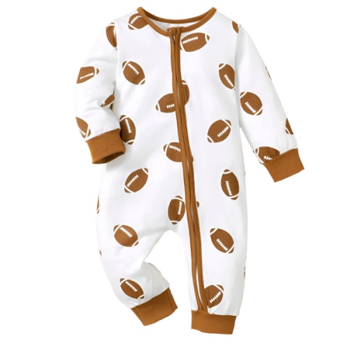 FOOTBALL White Jumpsuit - Hazel & Bo