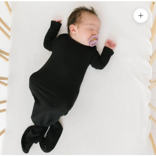 Black Mini Ribbed Knotted Gown & Beanie
