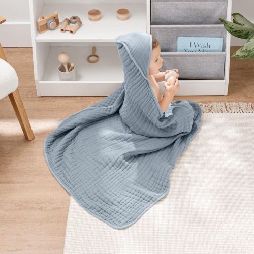 Comfy Cubs Hooded Baby Towel in Pacific Blue