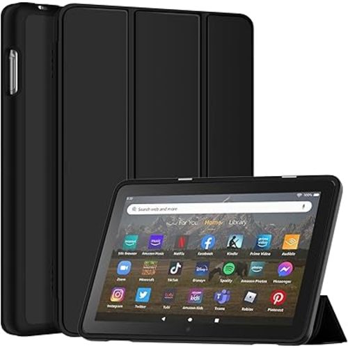 All-New 8inTablet Case, DJ&RPPQ Smart Trifold Stand Case with Hard PC Back and Auto Wake/Sleep,Black