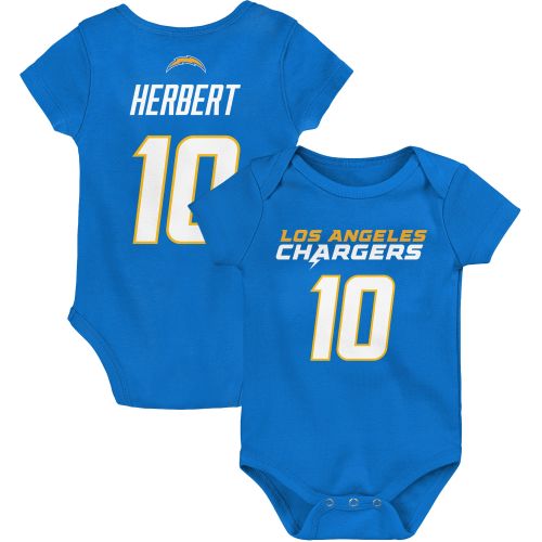 Newborn & Infant Los Angeles Chargers Justin Herbert Powder Blue Mainliner Player Name & Number Bodysuit