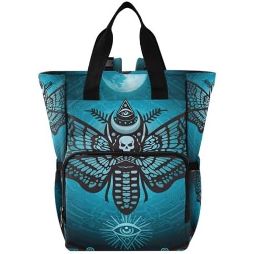 MNSRUU Diaper Bag Skull Butterfly Diaper Bag Backpack Multifunction Travel Diaper Bag Tote Large Capacity Diaper Changing Backpacks for Moms Dads
