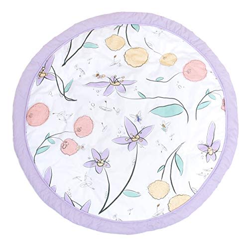 JumpOff Jo – Baby Quilted Floor Mat for Tummy Time Play, Soft & Safe Crawling Mat for Babies, 36" Portable Baby Play Mat for Playdates, Traveling - Fairy Blossom Pink