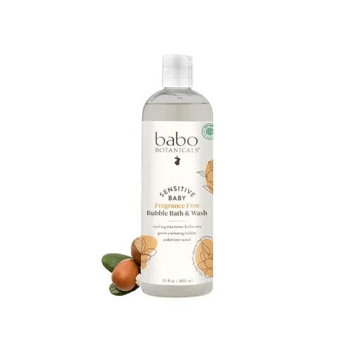 Babo Botanicals Sensitive Baby Fragrance-Free 2-in-1 Bubble Bath & Wash - Shea Butter, Calendula & Oat - Vegan - EWG Verified - For Babies & Kids