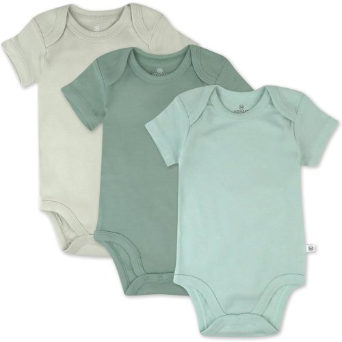 HonestBaby unisex-baby 3-pack Short Sleeve Bodysuits One-piece 100% Organic Cotton for Infant Baby Boys, Girls, Unisex
