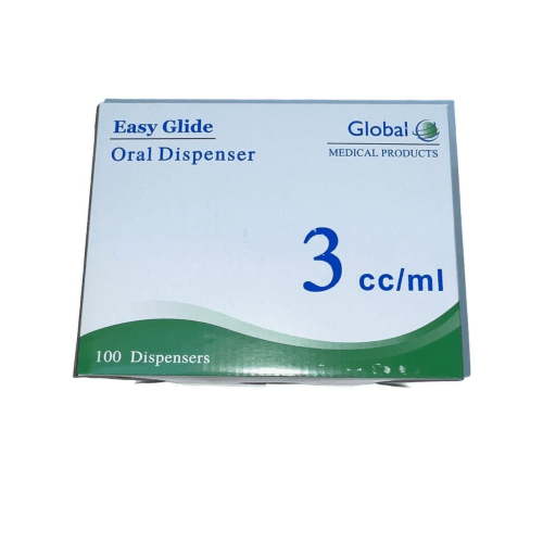 Easy Glide 3ml Oral Syringe, Sterile, Caps Included, 50 Pack